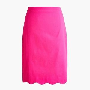 Pink Scalloped Sateen Pencil Skirt